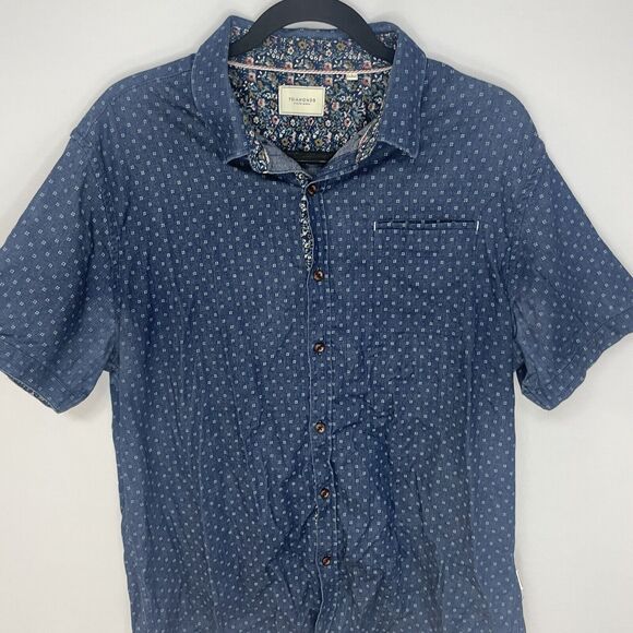 7 Diamonds Shirt Men Large Blue Button Down Geometric Innervisions SMK-6092 - Picture 4 of 15